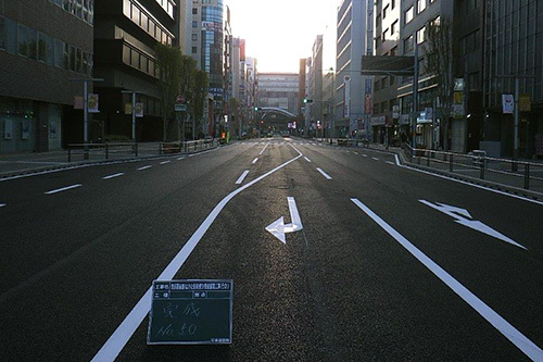 博多駅前線(はかた駅前通り)車道舗装工事